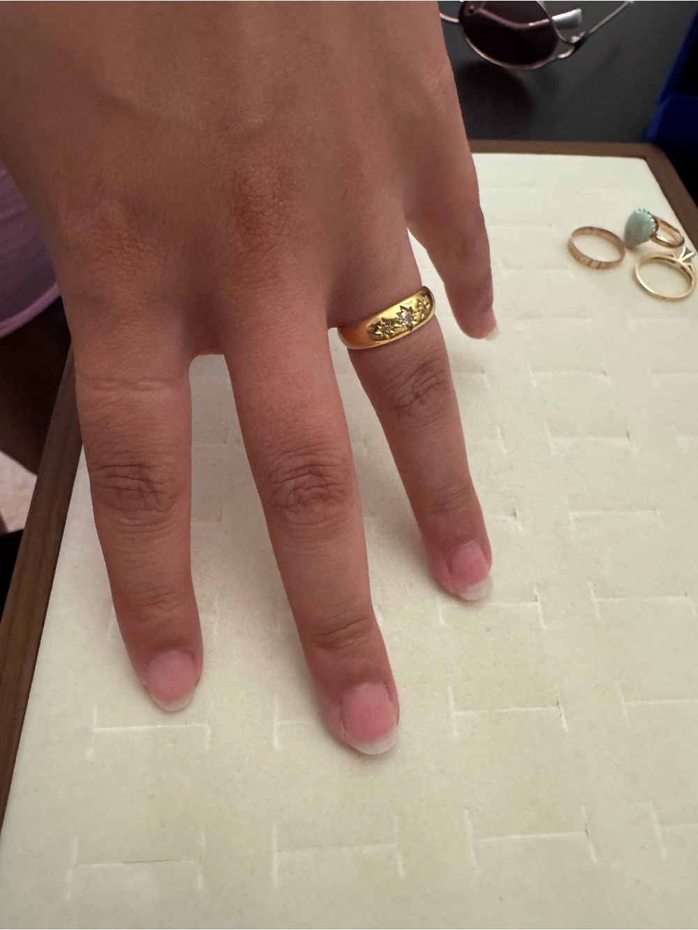 18k gold diamond starburst ring Chester assay 1899 size 8 - Picture 6 of 11
